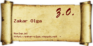 Zakar Olga névjegykártya